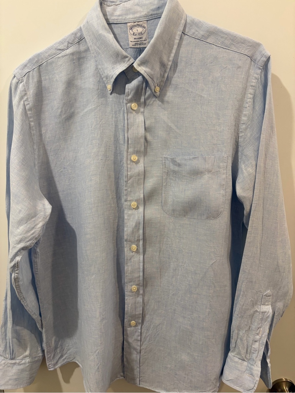 Brooks Brothers Regent Light Blue Linen-Blend Button-Down Shirt